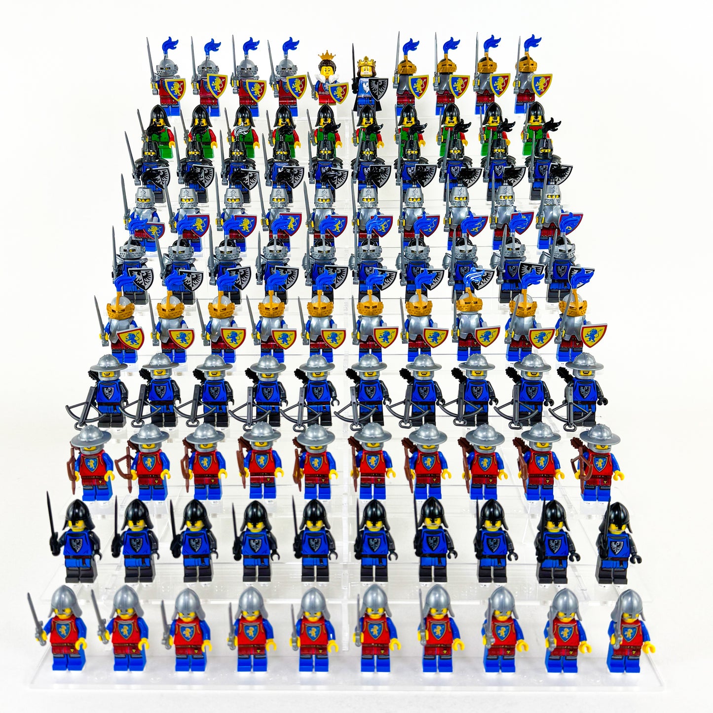 Display stand for 100 LEGO minifigures fitted inside IKEA KALLAX shelf