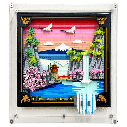 Wall Mounted Display Case for LEGO 31218 Art Japanese Cherry Blossom Landscape