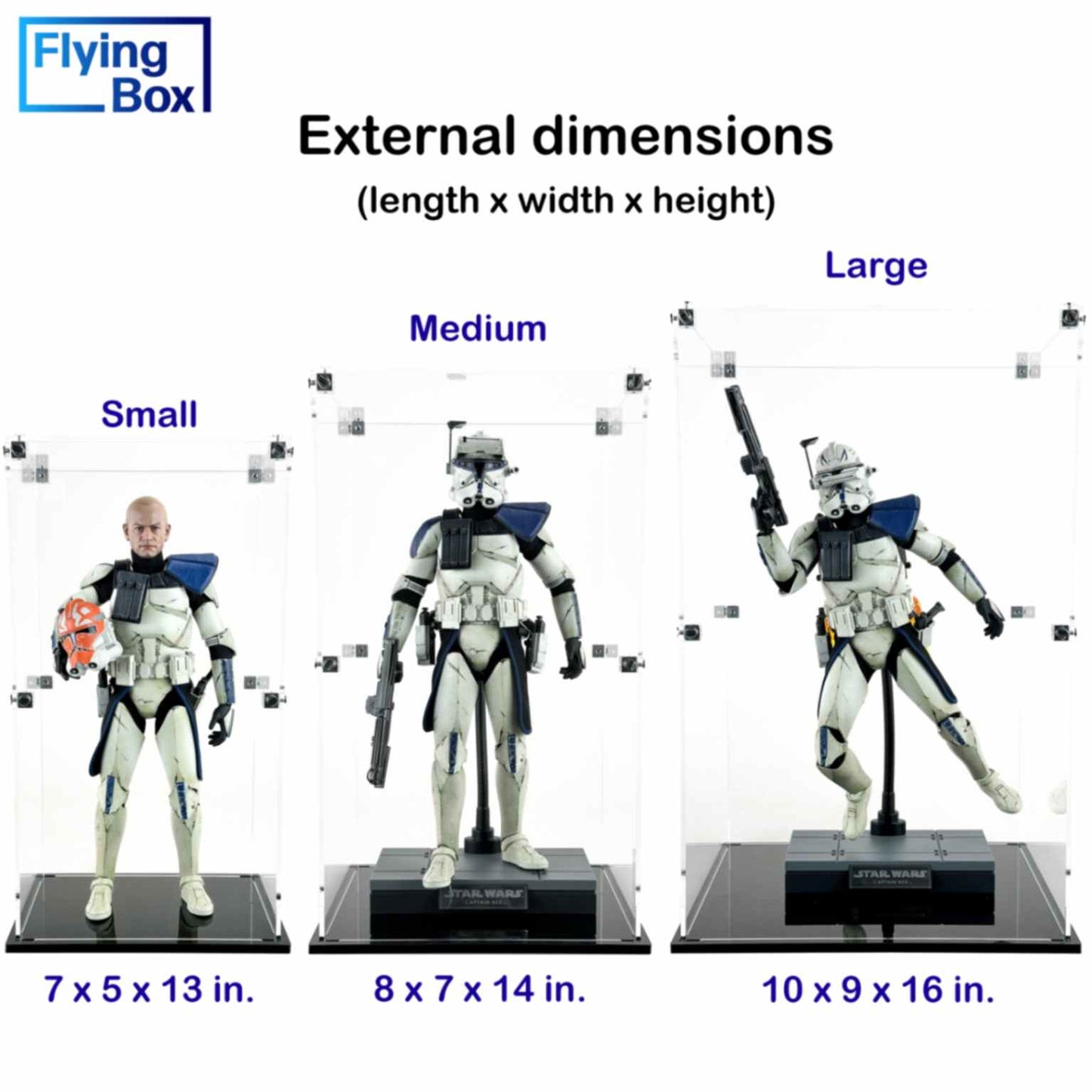 display case action figure external dimensions